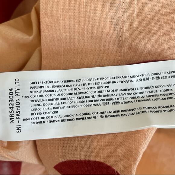 NWT Mon Renn Surreal Midi Dress Tropico Print Red Size Large Cotton Vacation - Picture 9 of 12